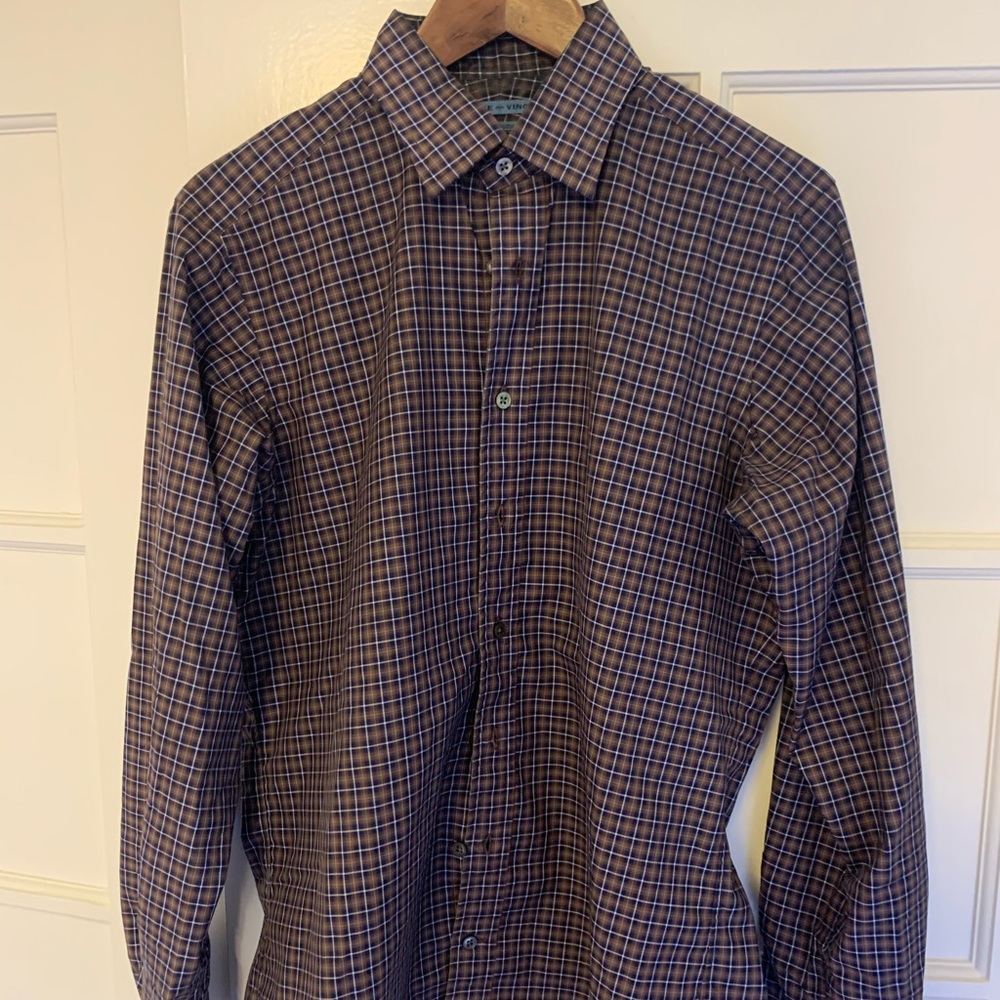 Slim fit designer plaid button down
